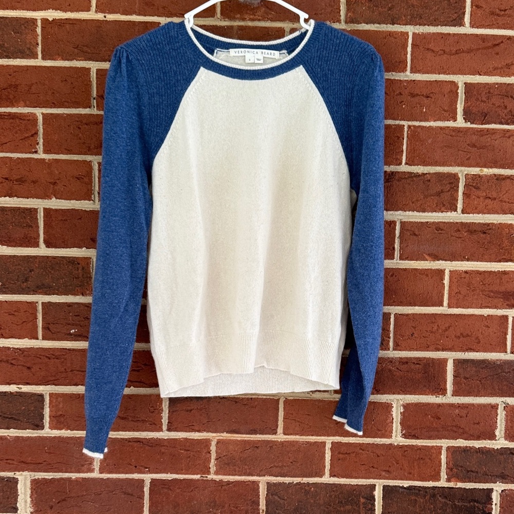 Veronica Beard Blue and Cream Long Sleeve Top